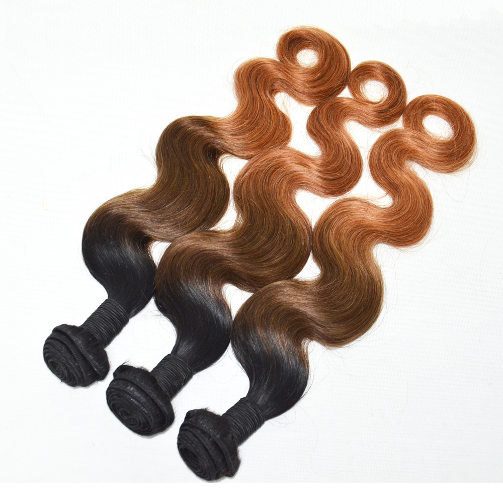 16-24 inch body wave 3tone braids hair ombre virgin Malaysian human hair bundles HN163