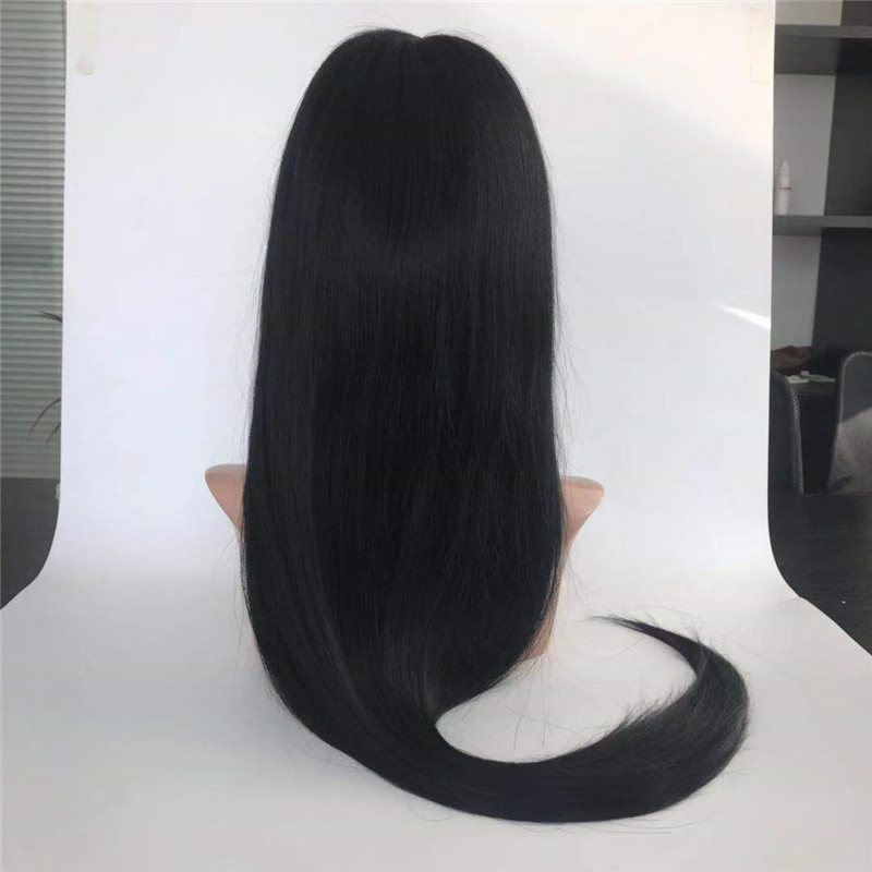 Silky Straight Natural Black 150 Density with Natural Hair Line Wig WK078