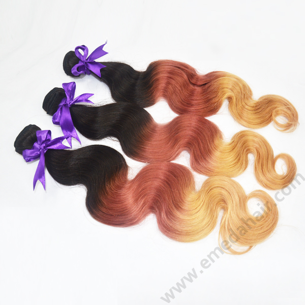 Qigndao Emeda standard weight 100G 2T ombre color hair weave ,3T ombre color hair extension HN166
