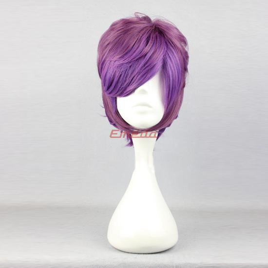 blue cosplay wig ponytail