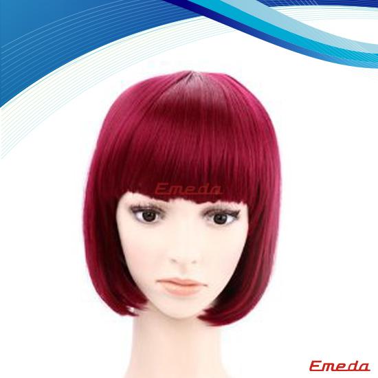 red synthetic party wig