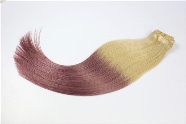 100% human hair Clip in hair extensions ombre color JF065