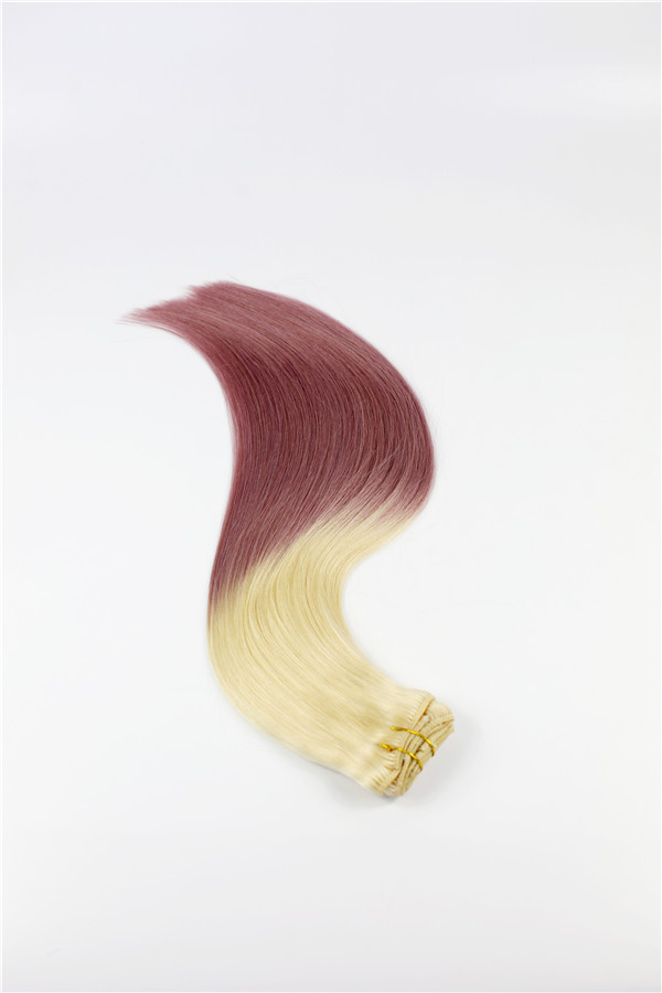 100% human hair Clip in hair extensions ombre color JF065