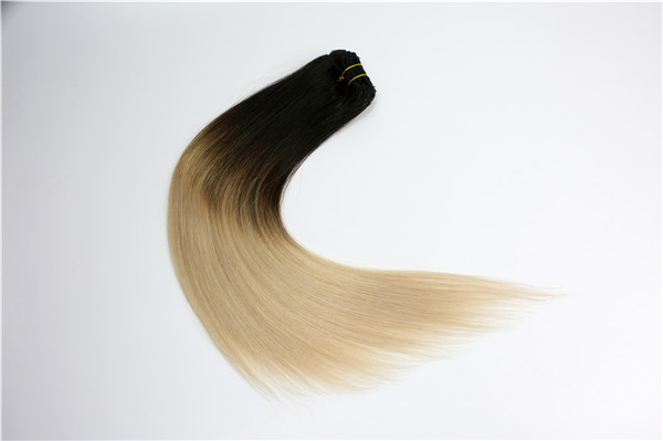 Ombre color 100% human hair weaving   ZJ0086