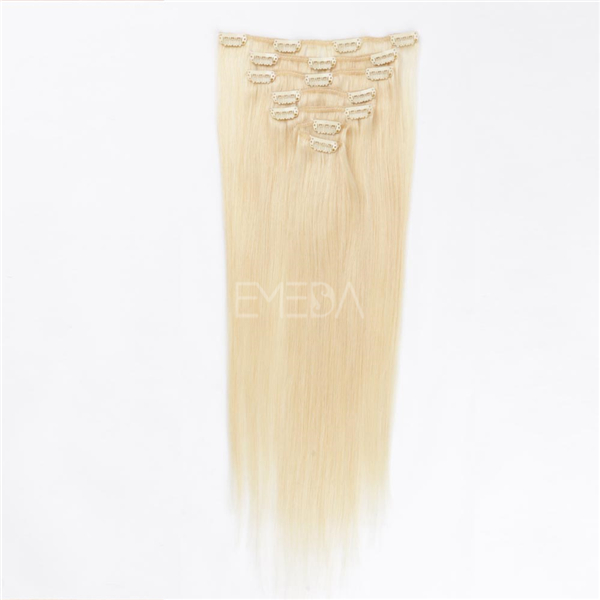 Wholesale Blonde Color 613 clip in Hair Extensions YL077