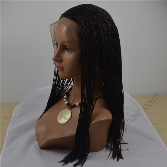 Synthetic micro twist lace front wig