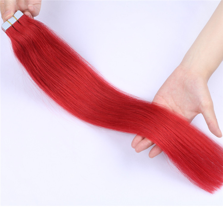 Remy Hair Extensions Tape In Hair Brazilian Best Quality Red Color Extensions  LM258