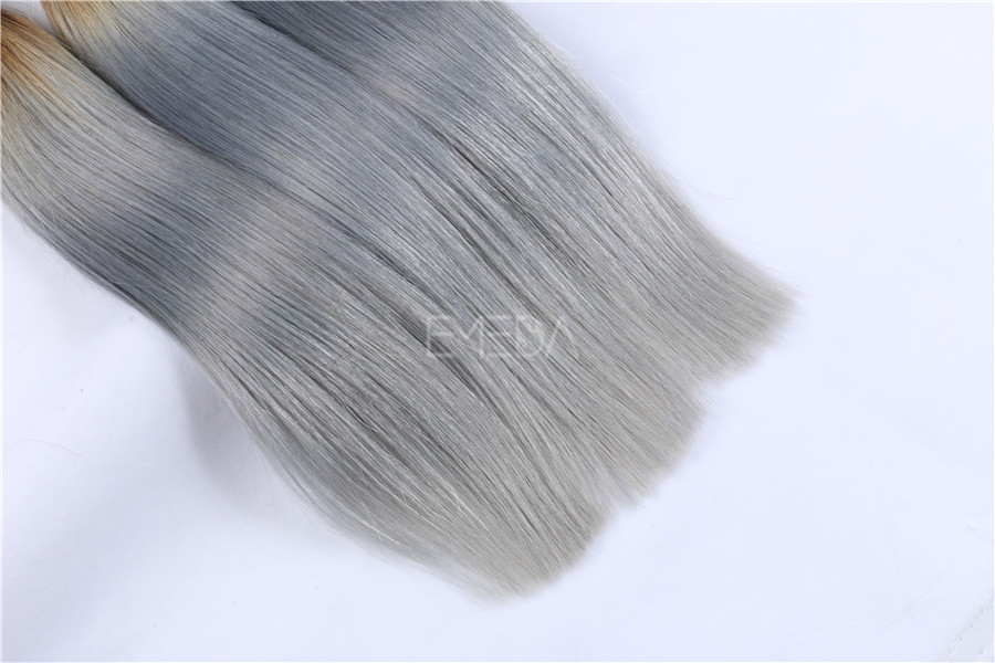 Silver ombre hair wefts 3 bundles with closure zj0020