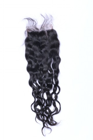  China virgin hair nature black hair weft with lace closure XS012