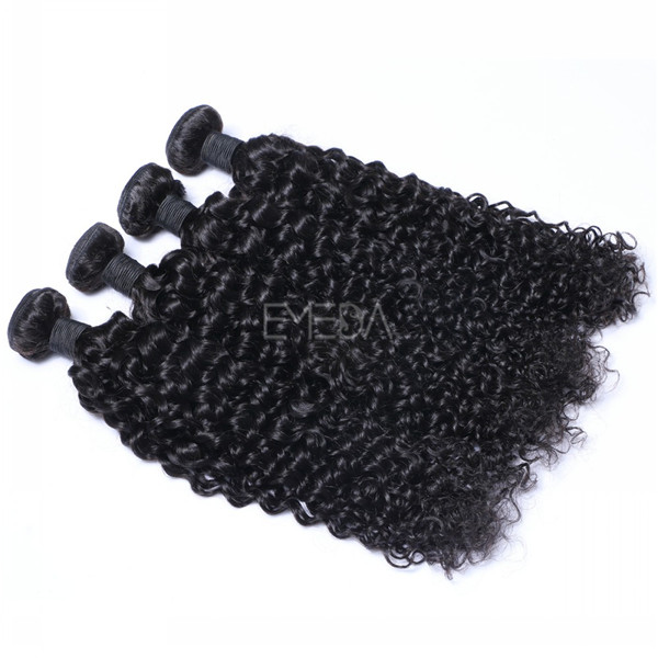 Stock virgin cuticle Malaysian human hair kinky curly hair wefts, hair weaving zj0010