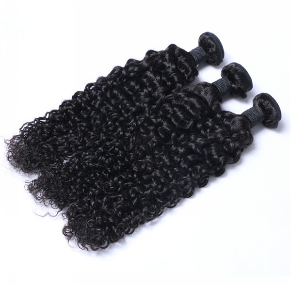 20 inch cambodian loose kinky curly human hair extensions weaves YJ215