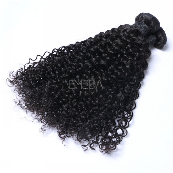 Stock virgin Indian temple hair kinky curly hair weaving, remy hair weft zj0013