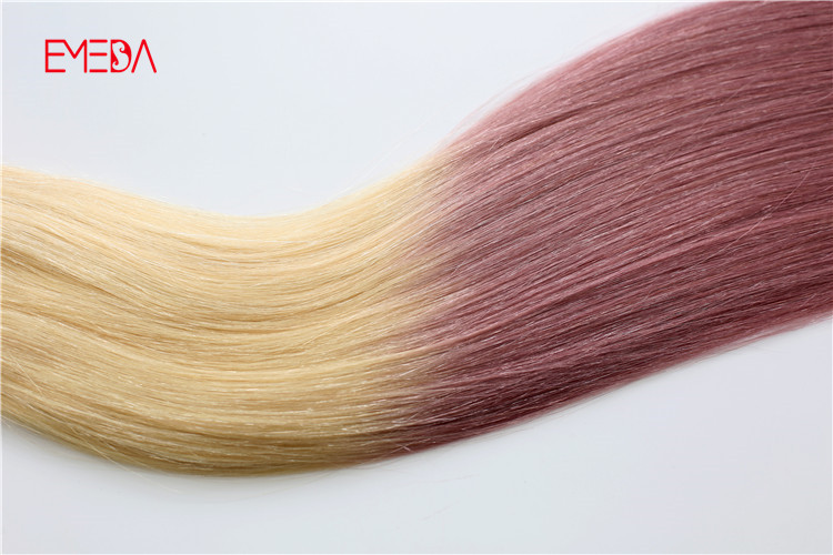 China ombre pink blonde clip in human hair extensions factory supplies YJ318