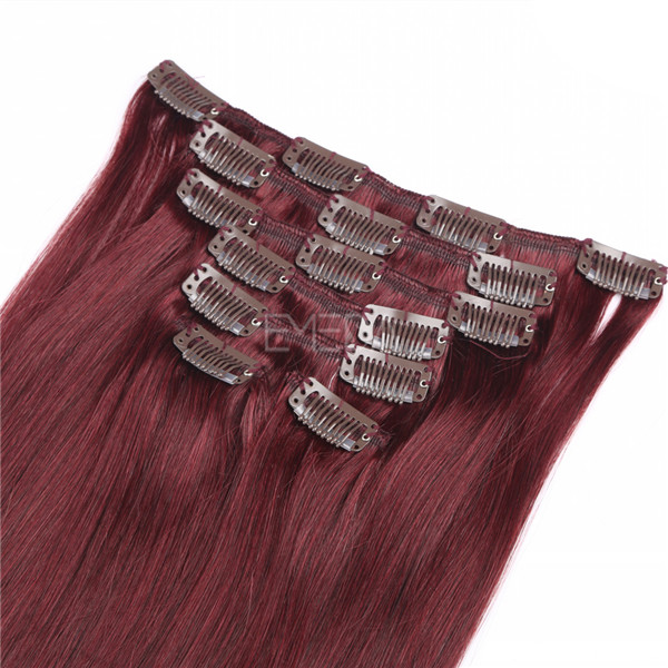 Red clip in hair extensions clip in remy hair extensions YJ252