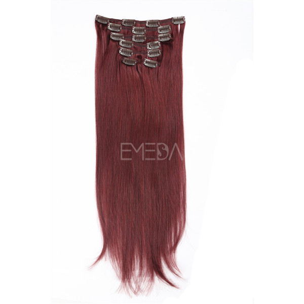 Red clip in hair extensions clip in remy hair extensions YJ252