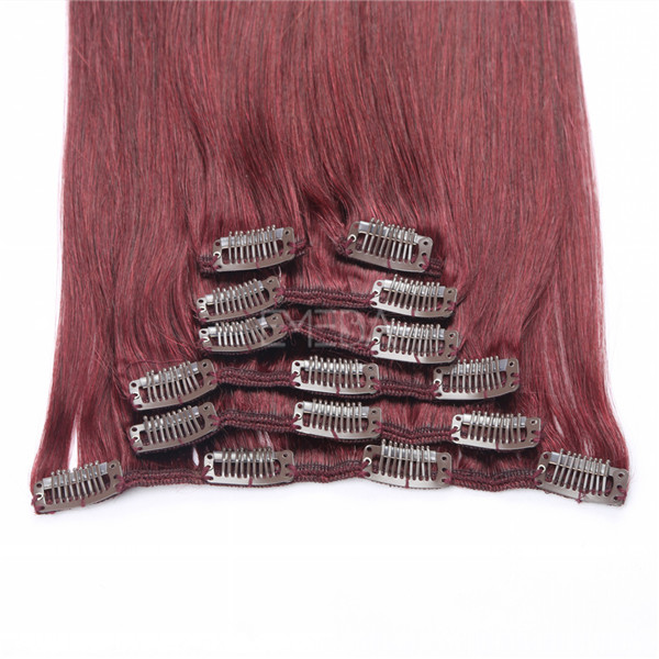 Red clip in hair extensions clip in remy hair extensions YJ252