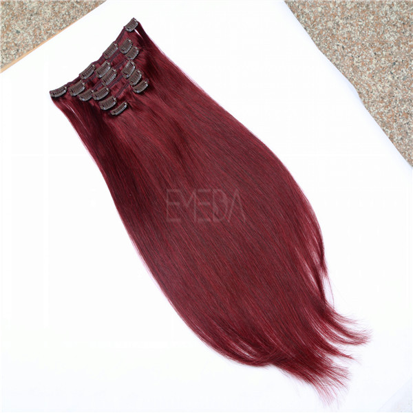 Wholesale top grade red clip in hair extensions no tangling no shedding WJ034