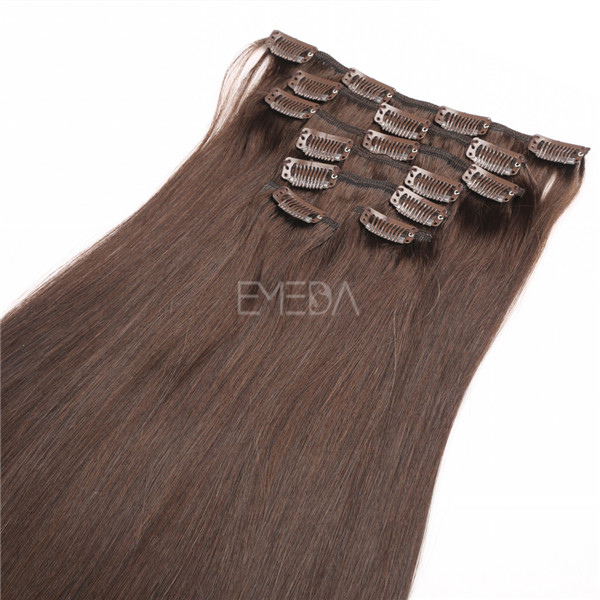 Double drawn thick virgin remy clip in hair extensions YJ253