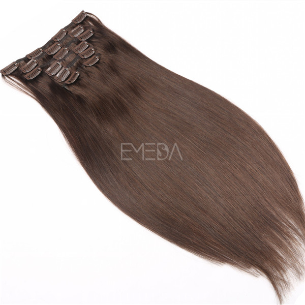 Light brown human remy clip in hair extensions yj254