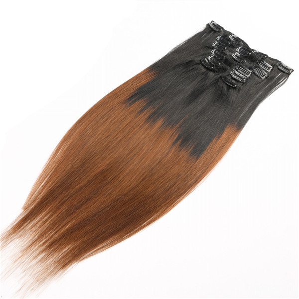 Ombre two tone real human hair clip in extensions YJ243