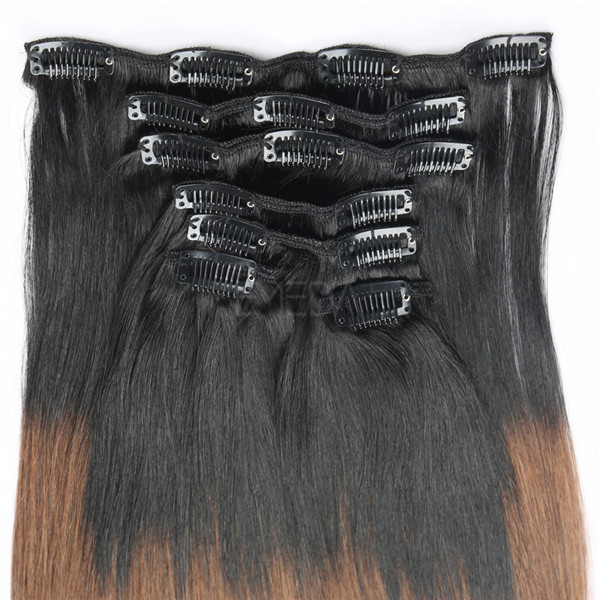 Ombre two tone real human hair clip in extensions YJ243