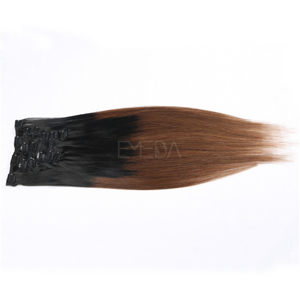 Ombre two tone real human hair clip in extensions YJ243