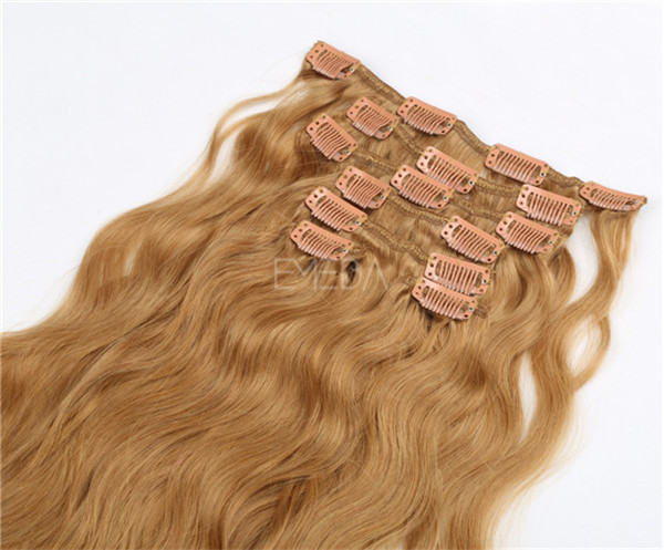 Wavy blonde human hair clip in hair extensions clips ins YJ248