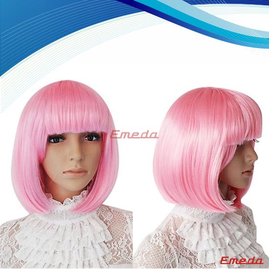 short pink cosplay wig