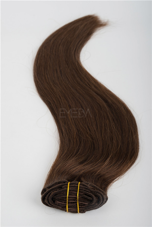 Chocolate brown #4 clip on hair extensions clip in YJ234