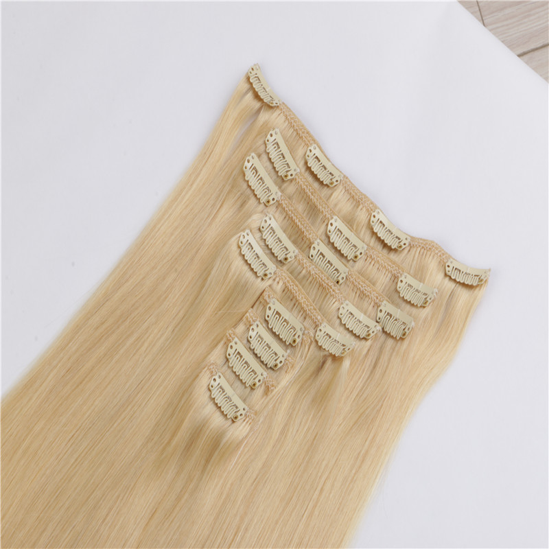Straight real human Brazilian clip in hair extensions WK089