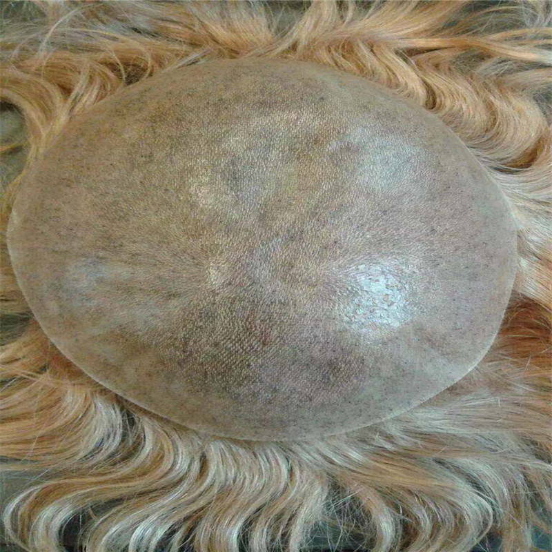 Full PU Thin Skin Middle-East Toupee for Bald Men WK060