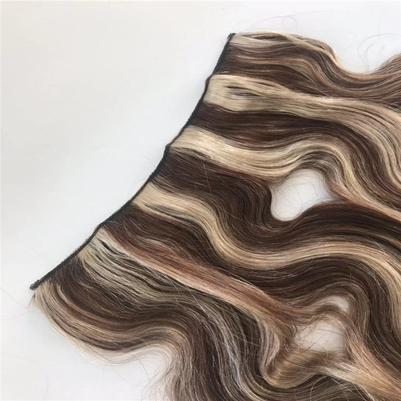 Piano Color Halo Hair Extension with Wire of Body Wave Texture WK065