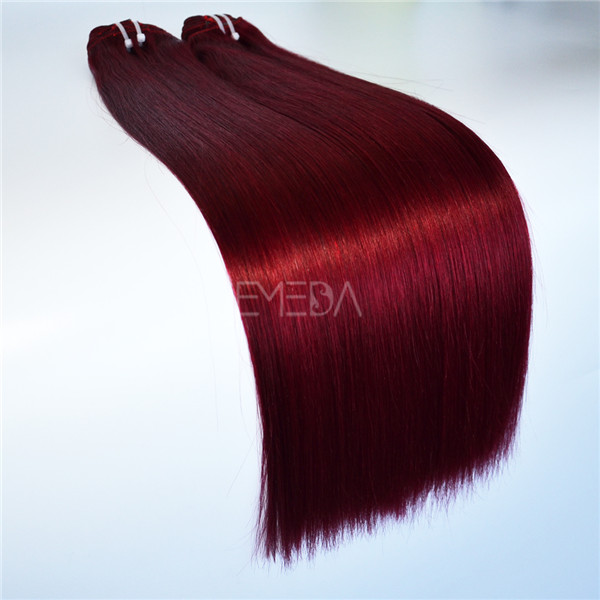 Burgundy color Peruvian remy hair LJ174