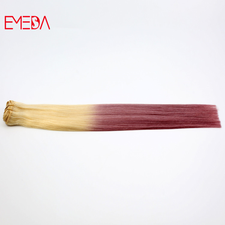 China ombre pink blonde clip in human hair extensions factory supplies YJ318