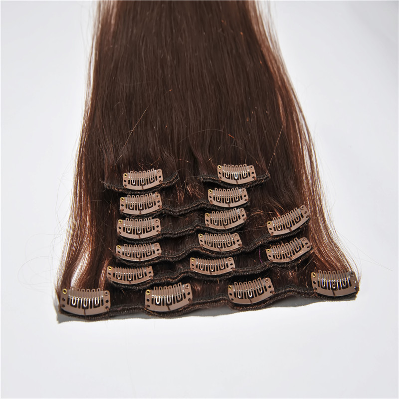 Straight real human Brazilian clip in hair extensions WK089