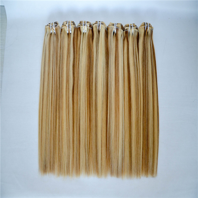 Hot sale cheap unprocessed virgin human clip in hair extension WK068