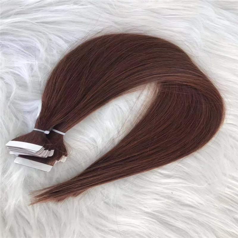 Red Brown Tape in Hair Extension Color 33 White Tape Straight Texture WK083