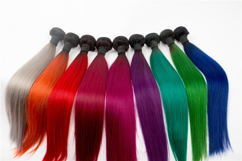 Colorful Hair Weft High Grade Grey Yellow Red Blue Green Orange WK021