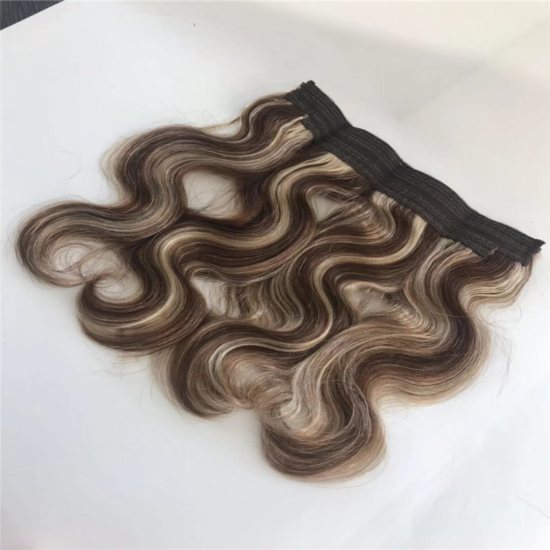 Piano Color Halo Hair Extension with Wire of Body Wave Texture WK065
