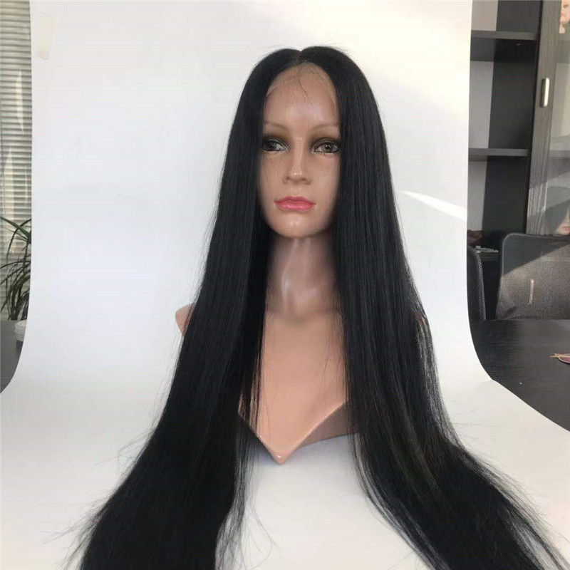 Silky Straight Natural Black 150 Density with Natural Hair Line Wig WK078