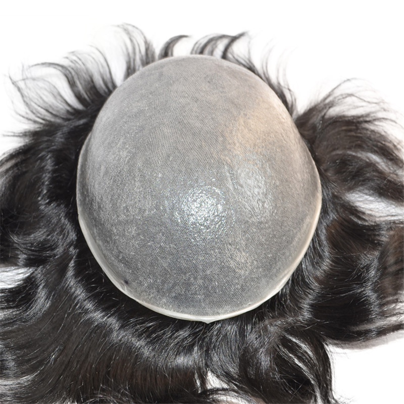 Full PU Thin Skin Middle-East Toupee for Bald Men WK060
