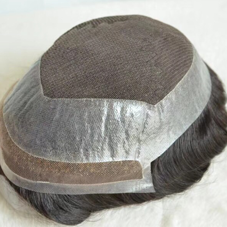 Fake real short mens hair pieces black toupee online SJ00199