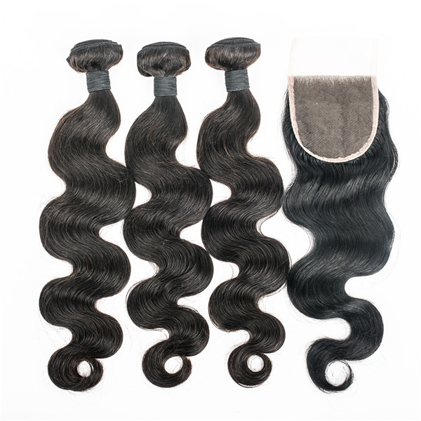 Indian remy body wave hair weft with closure large stock lp78