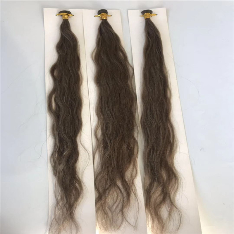 Natural Wave Hand Tied Hair Extension Light Brown with Thick End WK080