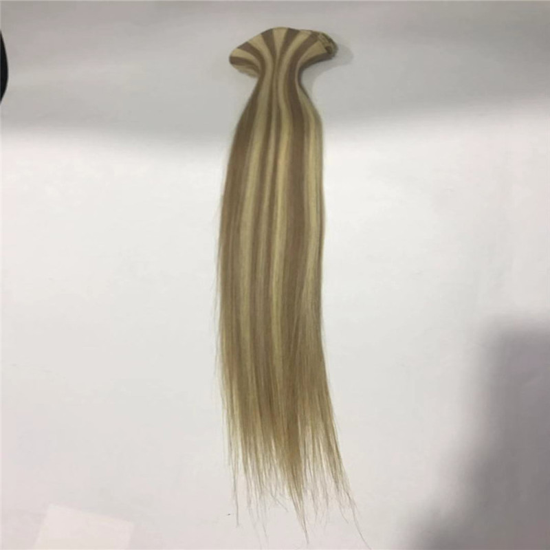 Piano Color Brown and Blonde Hand Tied Weft with Natural End WK085