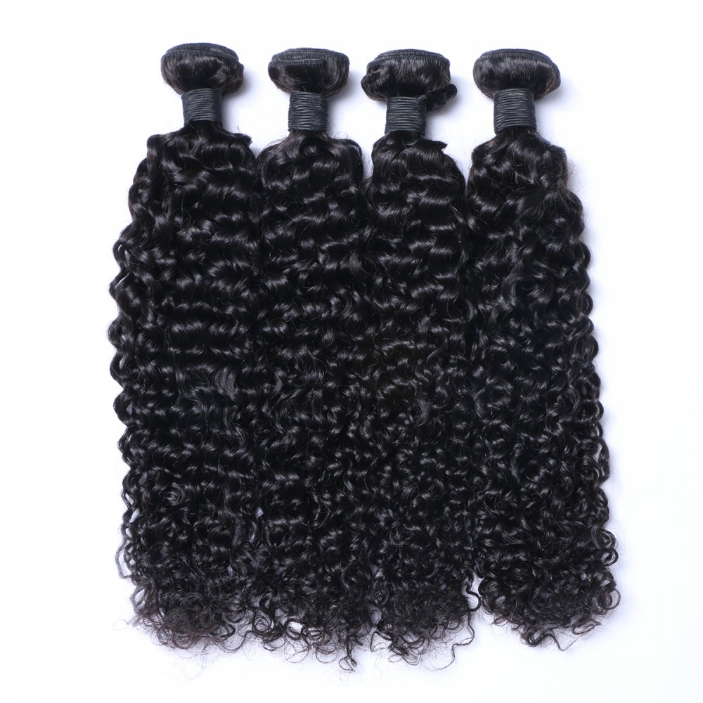 Black Human Hair Extensions Kinky Curly Weft Large Stock and Free Sample WK046