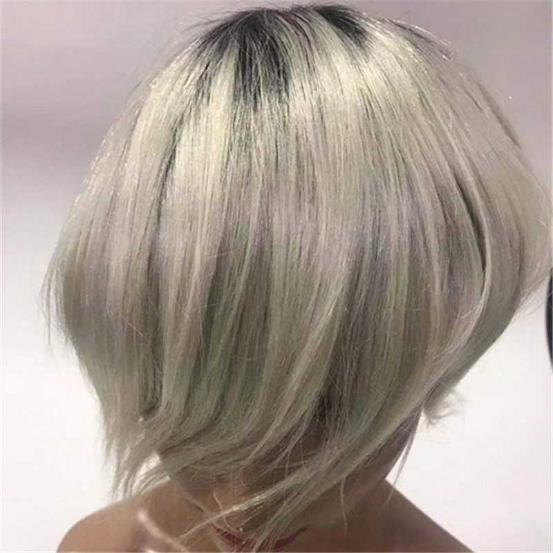 Ombre Color with White Hair Man Toupee Very Light Color WK071