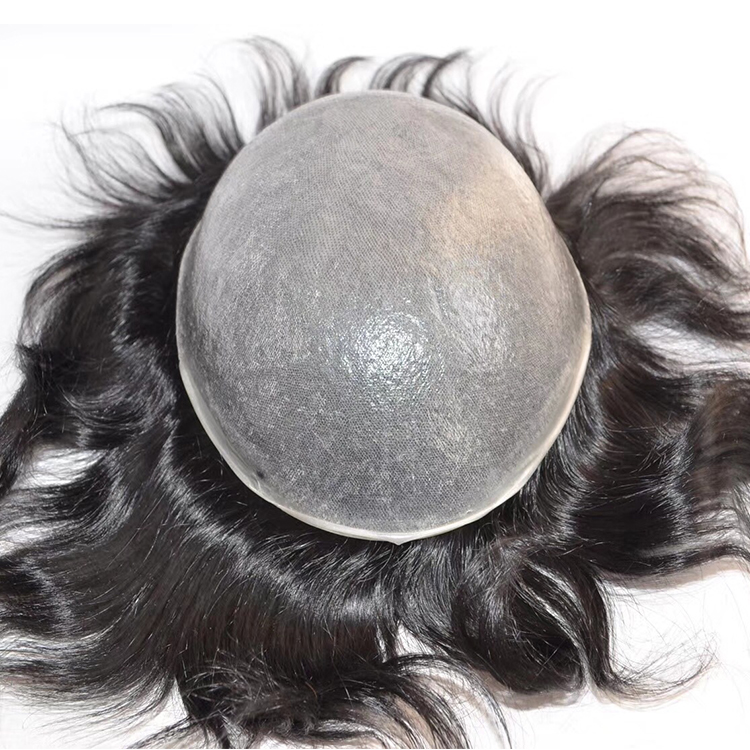 Grey cheap mens hair pieces toupee hairpiece glue SJ00201