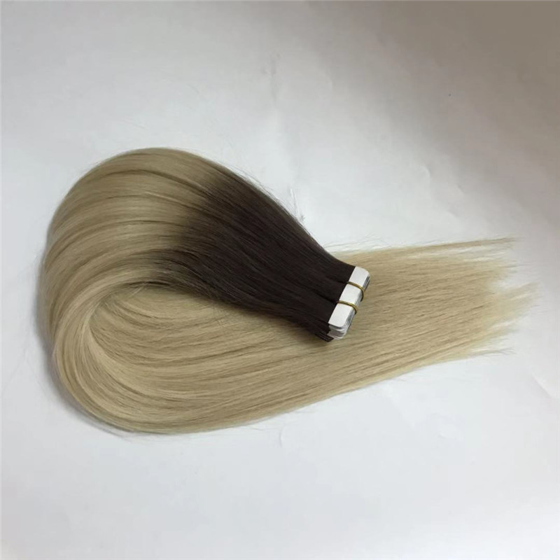 Walker Tape Hair Extension Ombre Color Light Brown and Ice Blonde WK105