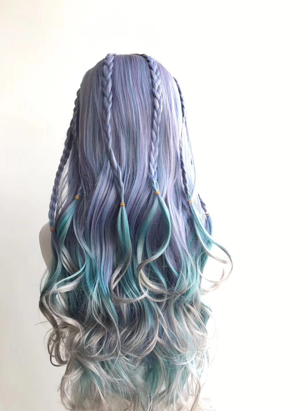 Piano Color Wig Ombre Color Wig with Purple Blue and Grey WK010